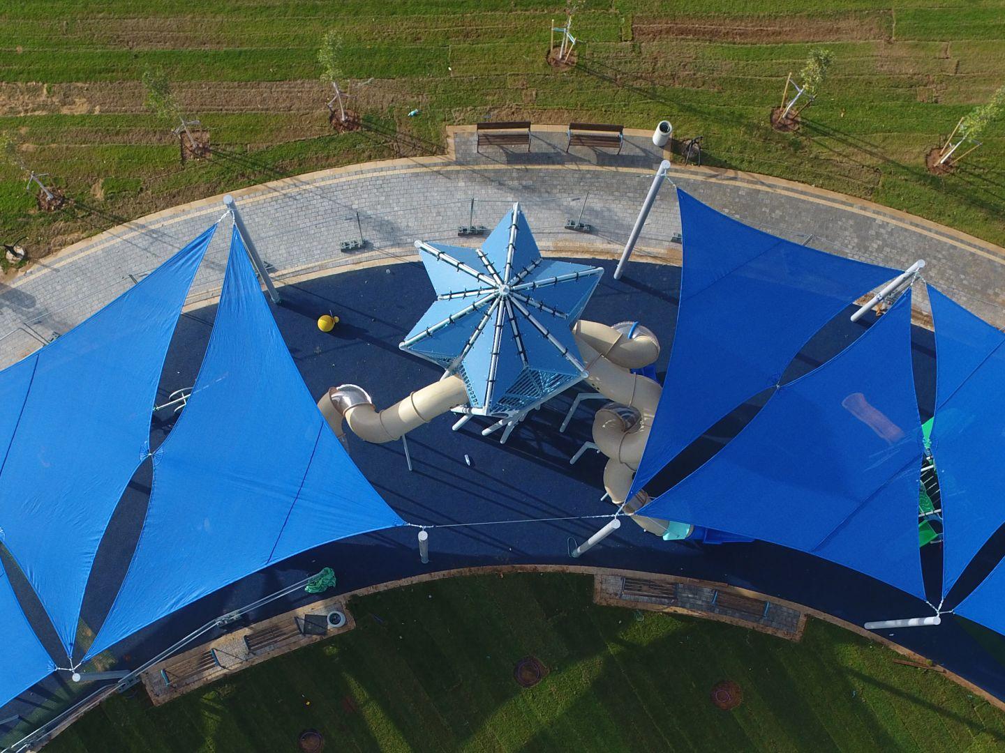 מתקני משחקים | פרויקט פארק שצ"פ קדש אשקלון | מתקן כוכב טיפוס ומגלשות אקסטרים | מתקני שעשועים